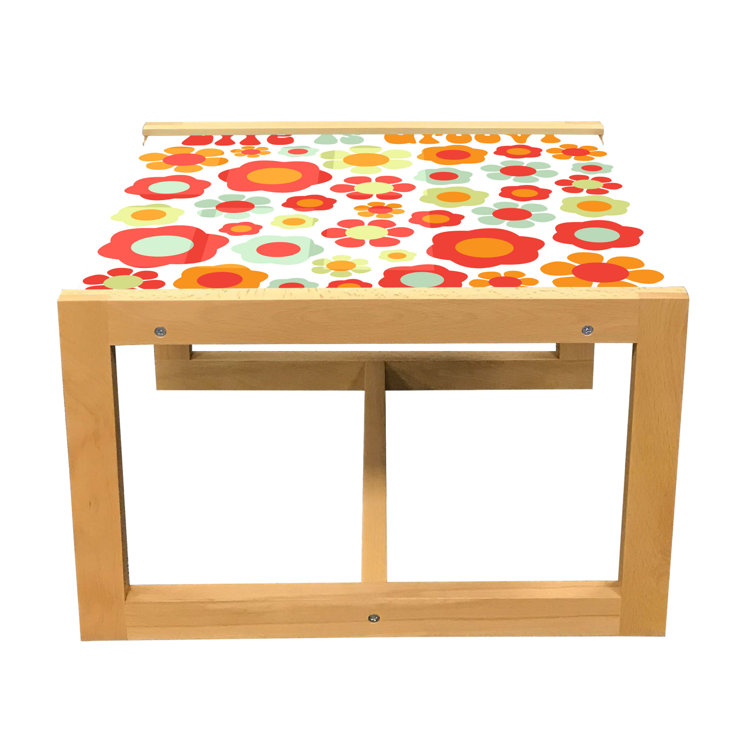 Groovy Coffee Table Petals Of Retro Colors Old Fashioned Style Revival Art Acrylic Glass Center Table With Wooden Frame For Offices Dorms Mint Green